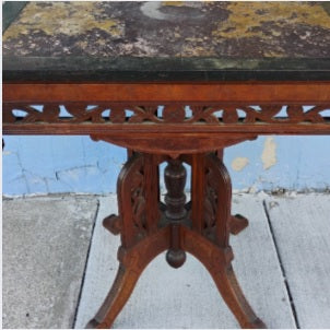 Antique Eastlake Mahogany Marble-Top Entry Table – c. 1885–1895